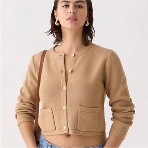 J. Crew New Relaxed Emile Sweater Lady Jacket Tan